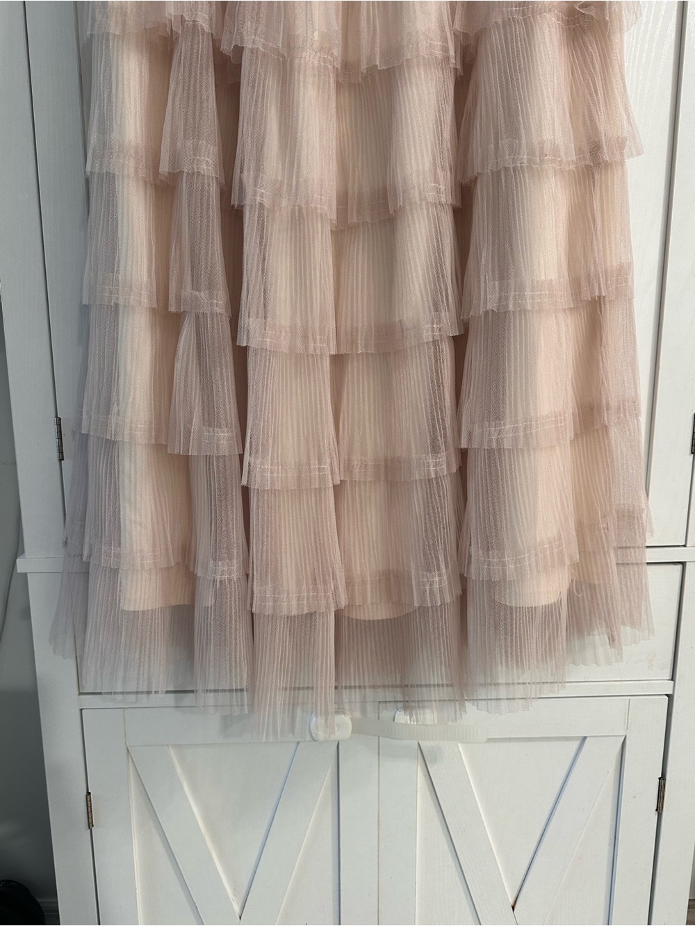 Simply Vera Vera Wang Beige Cream Tulle Plaid Maxi Skirt - Picture 5 of 10